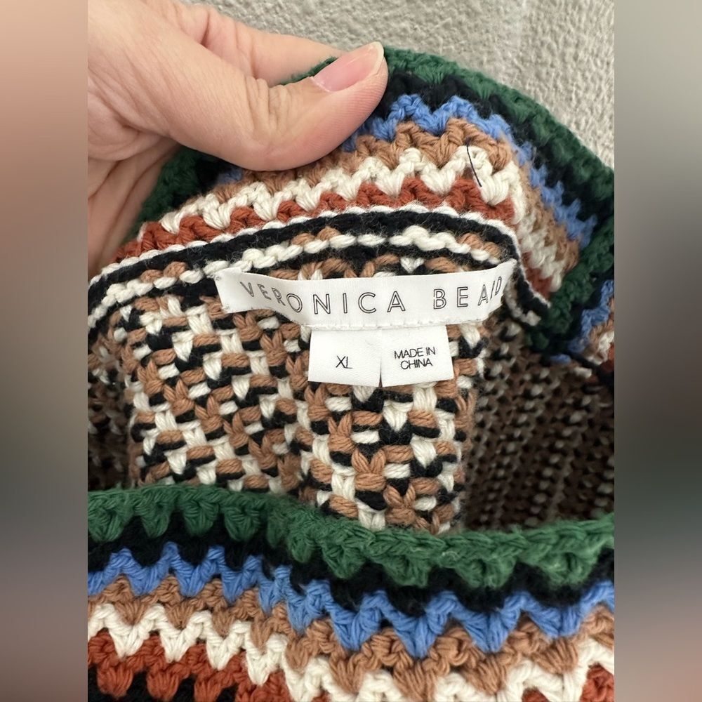 Veronica Beard Livina Woven Knit Sweater Stripe Diagnol Geometric Tank Top XL - Picture 5 of 10